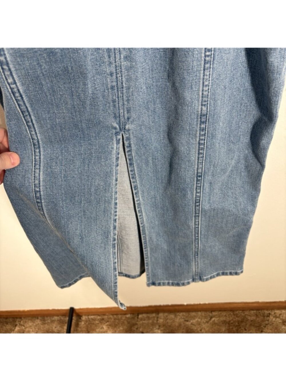 Abercrombie & Fitch XS Blue Denim Sleeveless Square Neck Column Midi Dress NWT - Picture 13 of 13